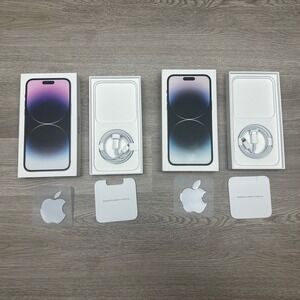 Original Box & Charger Only For Apple iPhone 14 Pro Max Deep Purple/Space Black